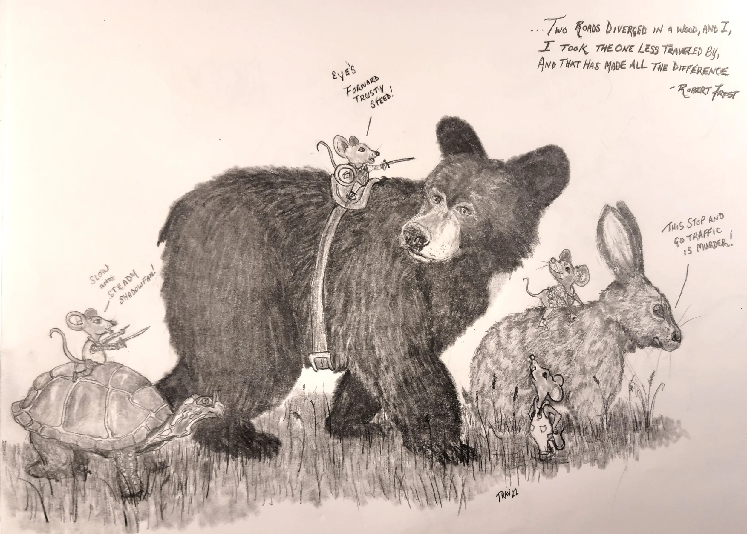 the animals march on a road less travelled